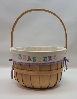 £12.64 • Buy Lined Wicker Easter Basket With Beige Lining And Colorful Plastic Eggs