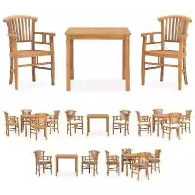 Solid Teak Wood Garden Dining Set Chair 3/5 Piece With/without Cushion VidaXL • $559.99