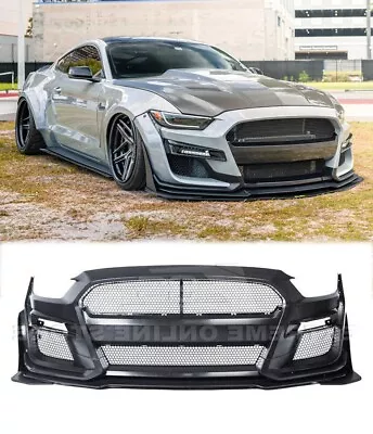 Fits 15-17 Ford Mustang Full Conversion Front Bumper GT500 Style Polyurethane • $1099.98