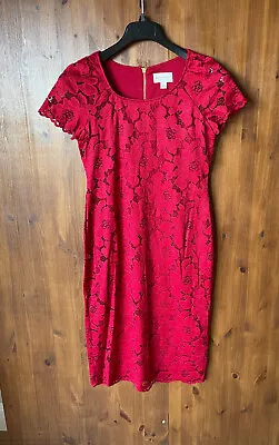 Red Lace Shift Dress RONNI NICOLE QVC UK 10 👗 NEW • £9.95