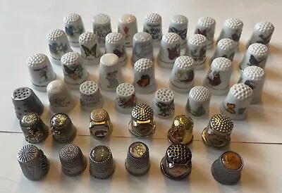 Lot Of 42 Vintage Pewter Porcelain Disney Metal Souvenir Thimbles • $34.99