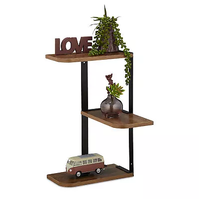 Wall-Mounted Corner Shelf Industrial Look Plant Decor Zigzag 42.5x26.5x26.5 Cm • £52.90