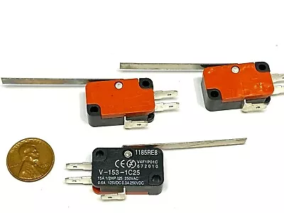 3 Micro Limit Switch 2  50.8mm Lever V-153-1C25 15A Spdt Long Straight WD B23 • $12.07