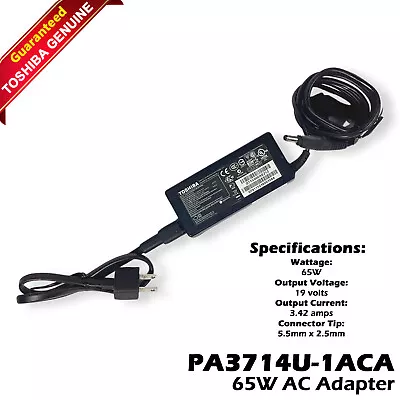 TOSHIBA AC Adapter Charger 19V 3.42A 65W PA3467U-1ACA PA3714U-1ACA PA-1650-21 • $10.49