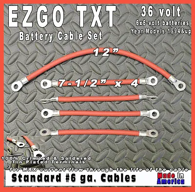 EZGO TXT 36 Volt Battery Cable Set - RED - 6 Gauge • $18.50