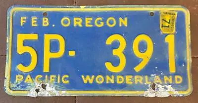 Oregon 1971 PACIFIC WONDERLAND License Plate # 5P-391 • $29.99