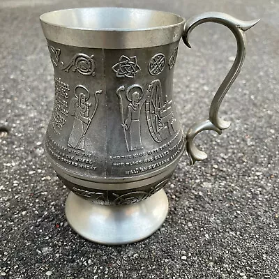 Vtg Mullingar Ireland Pewter Mug Stein W Handle Story From Life Of St. Colman • $39.97