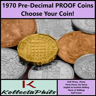 1970 Proof Coins Pre-Decimal Half Penny Three Six Shilling Florin Half Crown • £4.95