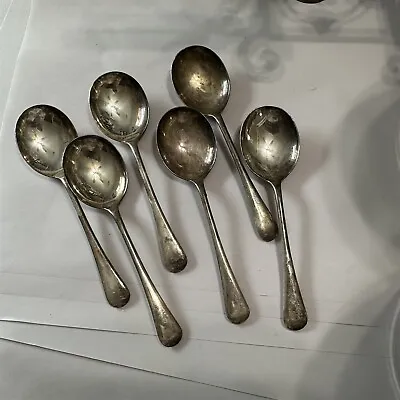 Vintage Cream Soup Spoons Round EPNS Made In England 3DWTS Doz A1 Set Of 6 • $29.99