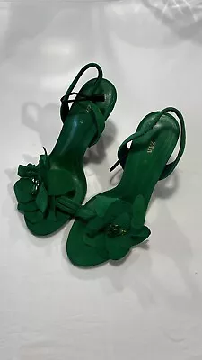 Zara Flower Detail High Heel Leather Sandals • $100