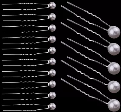 £2.99 • Buy 1 -  20 Quality Pearl Hair Pins Bobby Wedding Bridal Bridesmaid Prom Ball Party