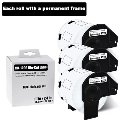 3 Roll White Address Labels DK-1209 Fits For Brother QL-570 QL-580N W/3 Frame • $23.99