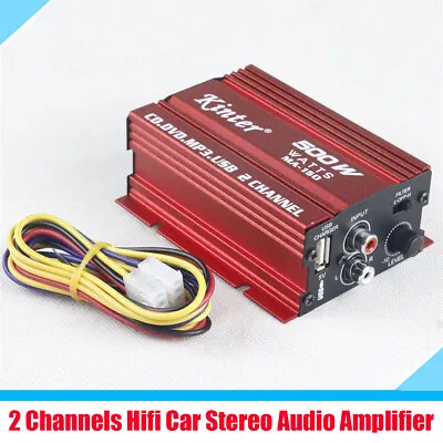 12V Car Motorcycle 2 Channel Hi-Fi Stereo Amplifier Subwoofer With LED Indicator • $20.79