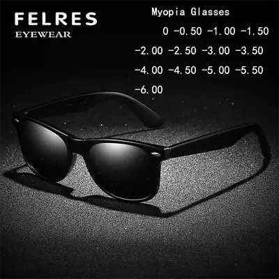 Tinted Square Myopia Nearsighted Glasses For Men Women Black Lens Sunglasses Hot • $16.99