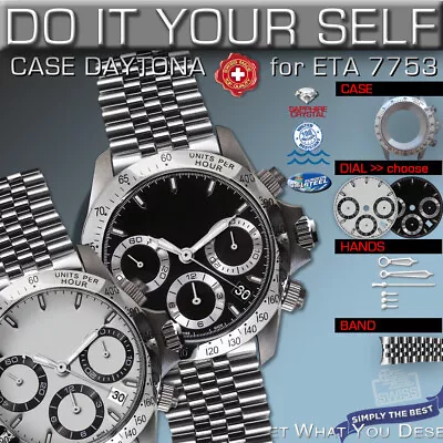 Do It Yourself Kit: 7753 Eta-valjoux Daytona 316l Stainless Steel Case & Band • $259