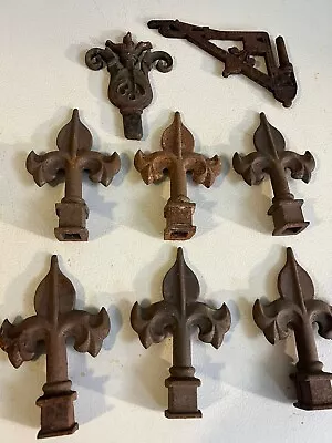 Vintage Lot Of  7 Cast Iron Ornate Topper Spike Finials • $25