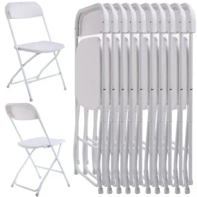 New Commercial White Plastic Folding Chairs Stackable Picnic Party (Set Of 10) • $141.99