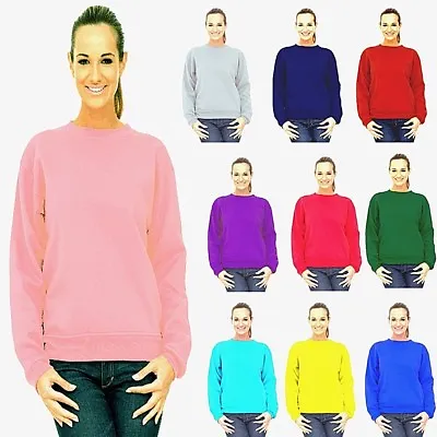 Ladies Premium Plain Sweatshirt Size 8 To Plus 28 Unisex Loose Fit NEW UK STOCK • £12.95