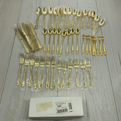 Gold Tone 52 Piece Flatware Set Made In Japan Forks Knives Spoons • $46.95