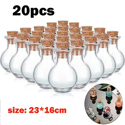 20pcs Small Mini Glass Bottles With Wooden Cork-Tiny Wishing Vials For Art Craft • $10.65