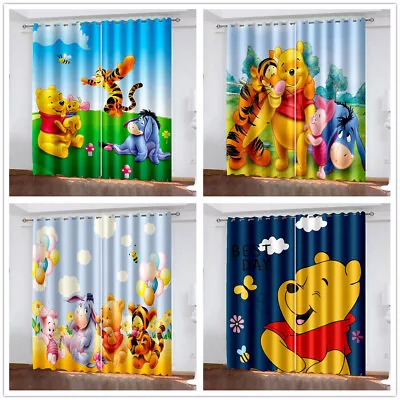 Kids Baby Winnie The Pooh Blackout Curtains Window Curtains Ring Top Eyelet Gift • £37.20