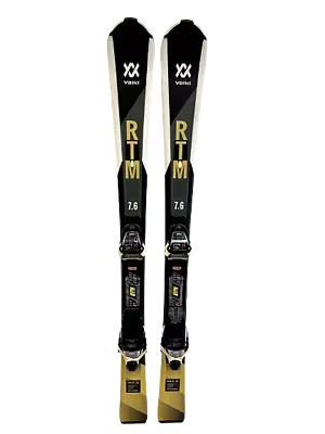 Volkl RTM 7.6 Skis 133 Cm +Marker FDT 10 Grip Walk Bindings Tuned & Waxed Gold • $206.99