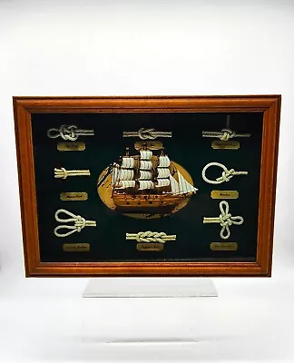 Vintage Sailor's Nautical Knot & Clipper Ship Display Picture Case • $24.99