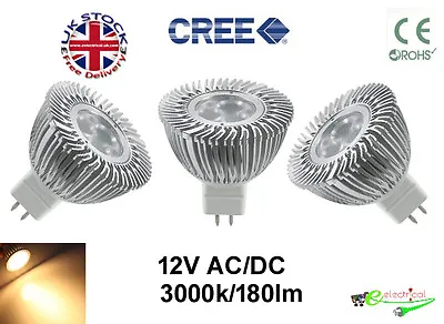 Mr16 Led 3w Led Cree Lamp 12v Ac/dc 3000k Warm White • £9.99