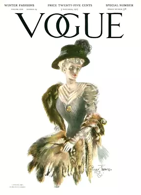 Vintage Vogue Magazine Cover Reproduction 17 X 12 Framing Print Wall Decor • $16.95