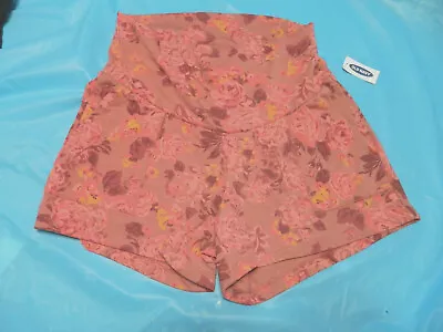 Old Navy Maternity Rollover-Waist  Sweat Shorts Pink Floral Sz Medium NWT • £19.46