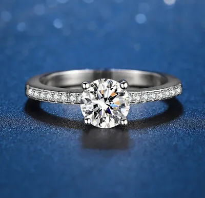 $39.99 • Buy GRA Certificate  1CT Moissanite Diamond Sterling Silver Women's Wedding Ring R19