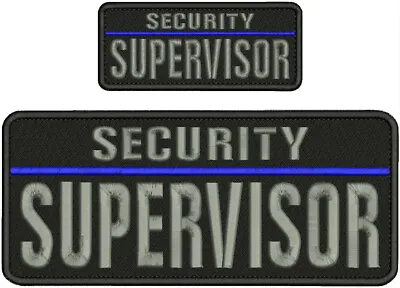 Security Supervisor Embroidery Patch 4x10 & 2x5 Hook On Back Gray On Black • $18.99