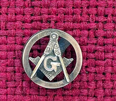 Vintage Masonic Lapel Pin- Round - 5/8 Inch W/ Screw Back Stamped 'S' Compass G • $45