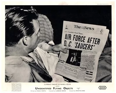 Unidentified Flying Object Original Lobby Card UFO Air Force Newspaper Headline • $39.99