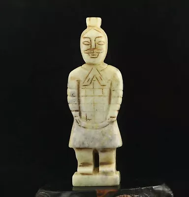 Old China Natural Jade Hand-carved Statue Of Qing Dynasty Soldier • $12.99