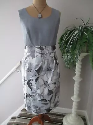 Stunning Jacques Vert Grey Floral Dress Size 16 • £19.99