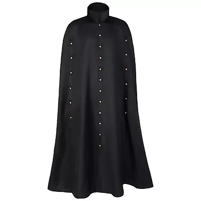 Mens Halloween Black Cape Costume Plays Masquerade Cloak Robe Adult Gothic Tops • $52.27