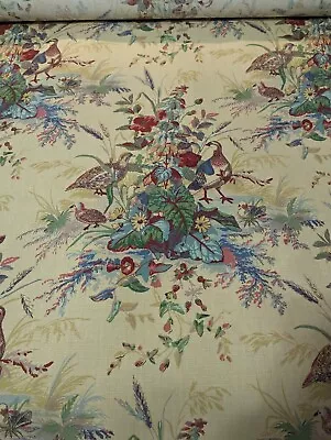 Vintage Schumacher  Quail Meadow  Upholstery Fabric - 8.5 Yards • $1250