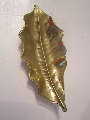 $14.99 • Buy Virginia Metalcrafters Christmas Holly Leaf Tray  #3-35  BRASS VMC VA 4  Long