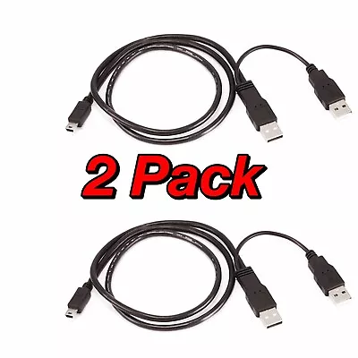 2X Monoprice Dual USB-A To Mini-B Cable - 5-Pin Black 2.5ft Premium Quality • $7.77