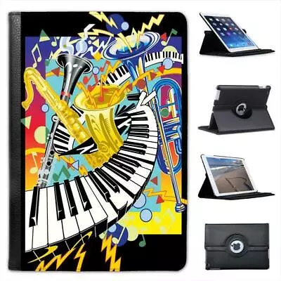 Jazz It Up With Keyboard Saxophone & Trumpets Folio Leather Case For IPad Mini • £11.99