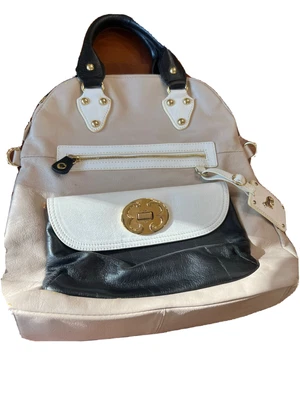 $30 • Buy Emma Fox Signature Cream & Black  Fold Over Lily Handbag / Satchel MSRP $298