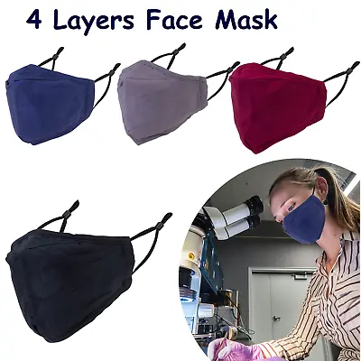 Adult Cotton Face Masks Washable Reusable With PM2.5 Filter Pocket Breathable • £1.69