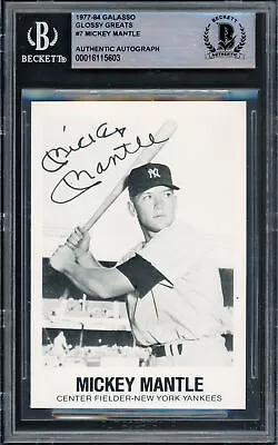 Mickey Mantle Autographed 1977 Galasco Greats Card #7 Yankees Beckett #16115603 • $799