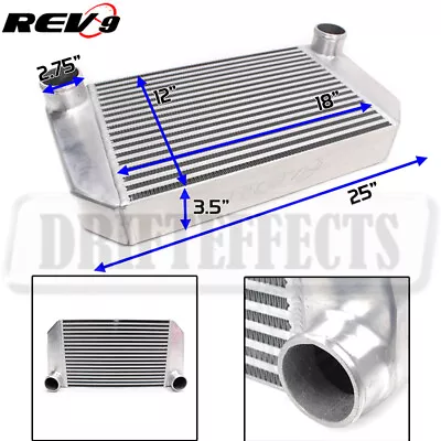$196 • Buy Rev9 Universal V-Mount Turbo Intercooler FMIC 25x12x3.5 550HP 2.75 Inlet/Outlet