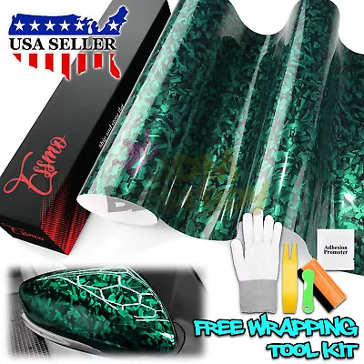 ESSMO PET Marble Forged Gloss Carbon Fiber Emerald Green Car Vinyl Wrap Decal • $28