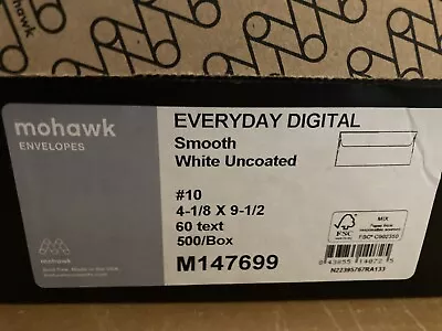 Lot 500 Mohawk Envelopes Everyday Digital Smooth White Uncoated #10 4 1/8 X 9.5 • $29.99