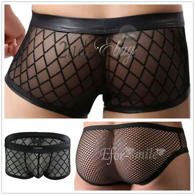 £7.65 • Buy Sexy Men Mesh Fishnet See-through Boxer Shorts Trunk Briefs Swim Underwear