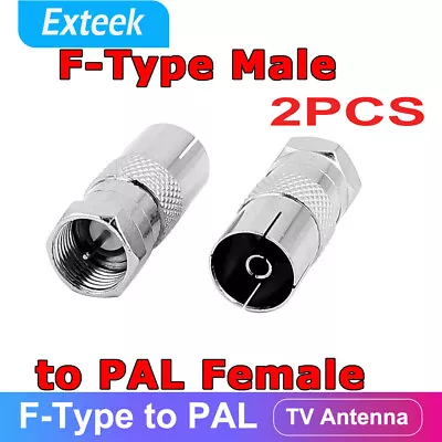 2PCS F-Type Male To PAL Female Socket TV Antenna Cable Connector Cord Adapter • $3.75