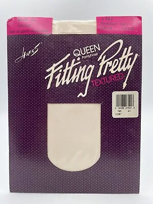 New Vintage Hanes Fitting Pretty Pantyhose Textured- Ivory Demi-dot Size 4X • $5.68